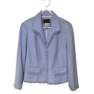 Sag Harbor Periwinkle Tweed Acrylic Fringe
Accent Blazer Plus Size Jacket Sz 18